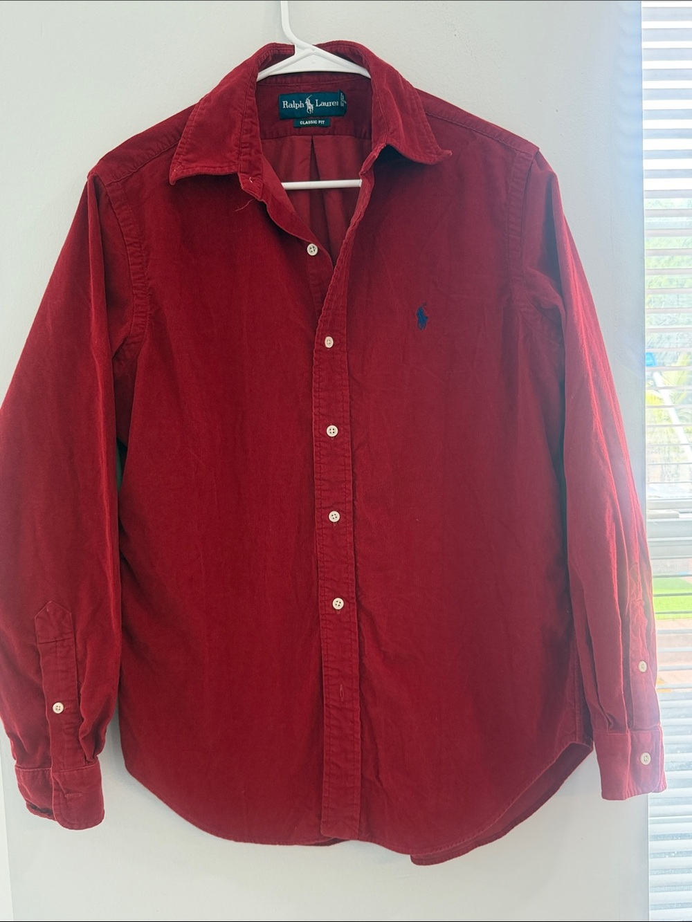 Ralph Lauren Men’s Burgundy classic Fit Button-Down Shirt